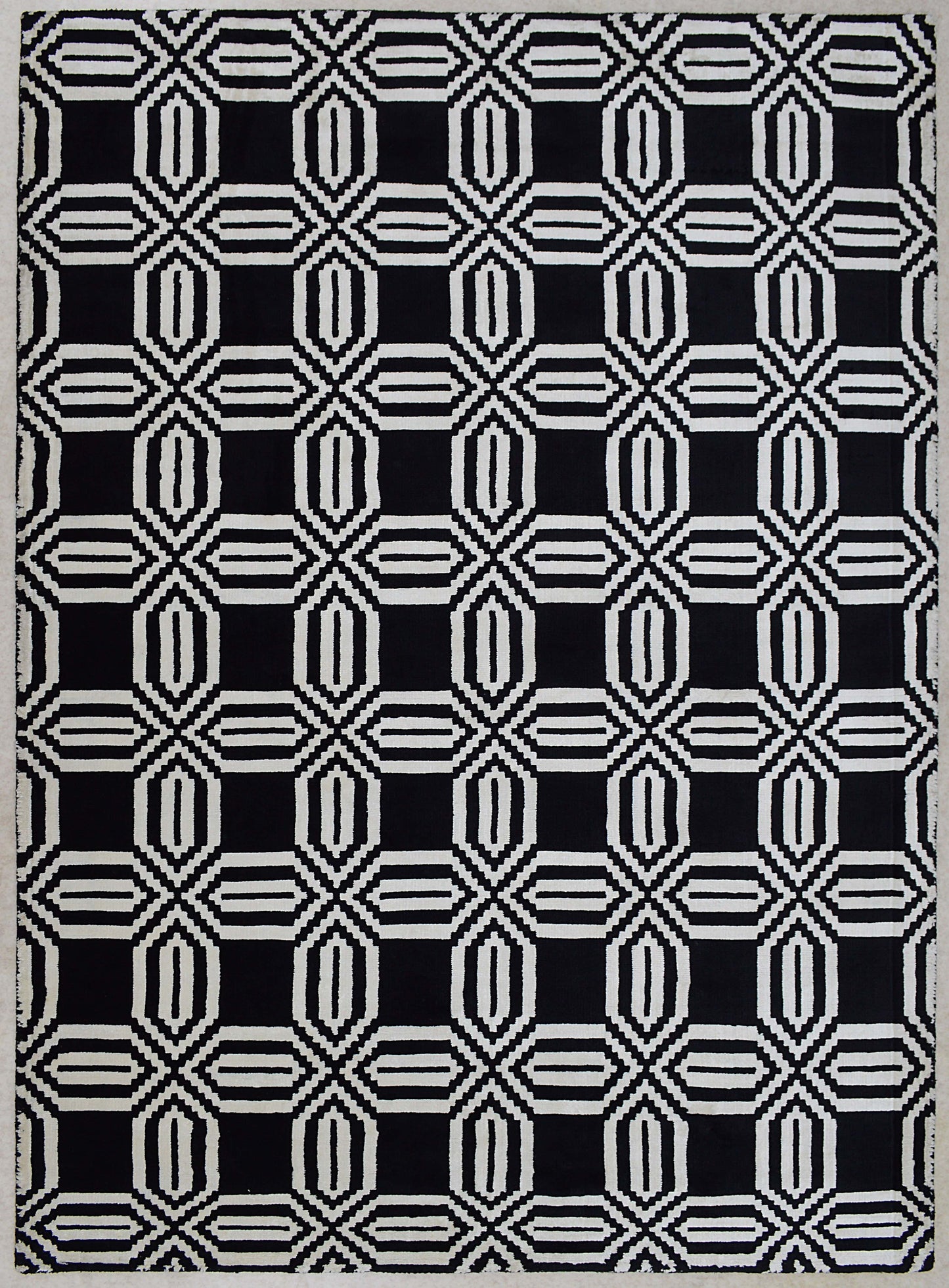 Alfombra de viscosa blanco y negro 160x230