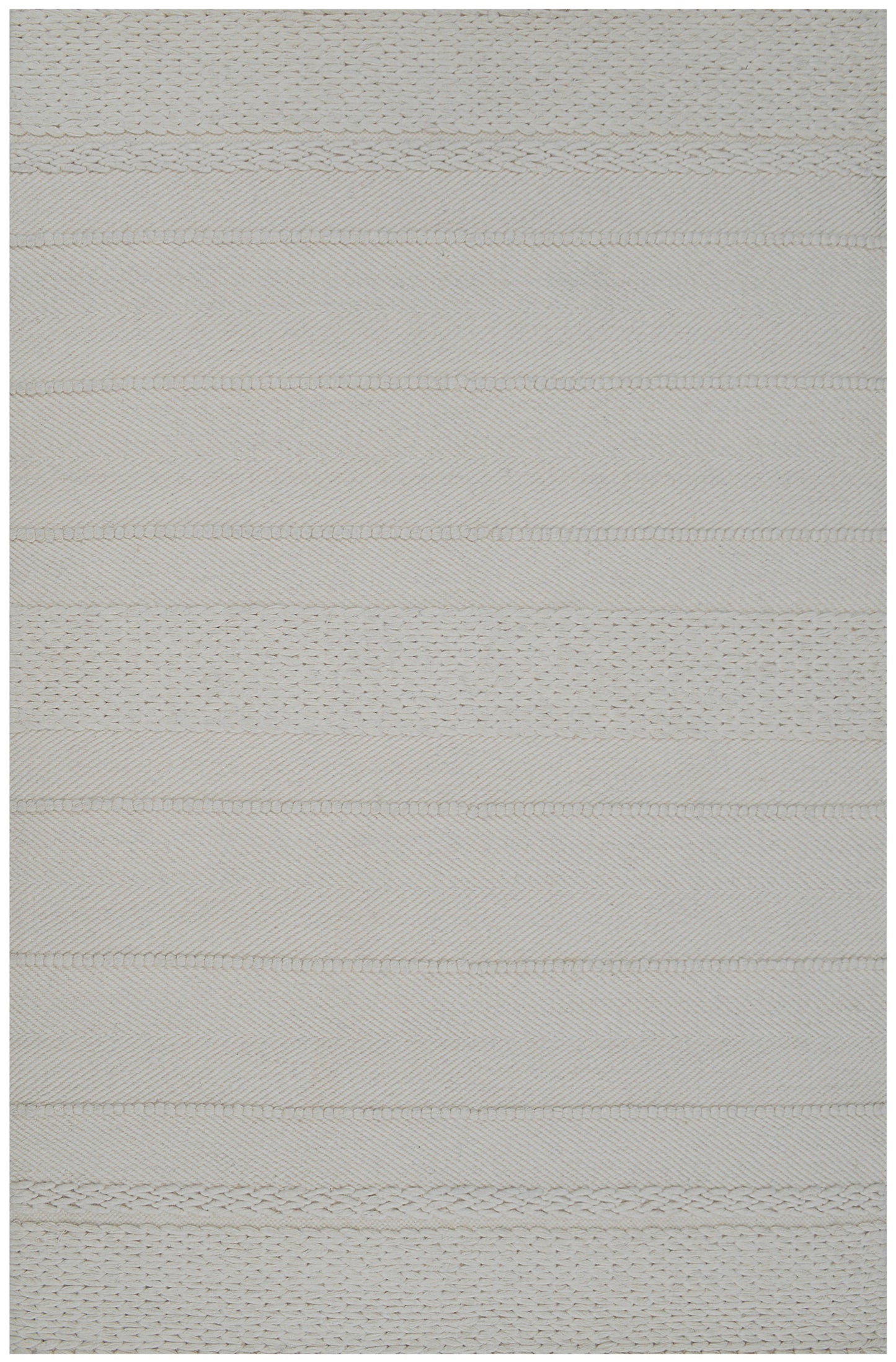 Alfombra trenzada de lana color blanco de 150x240