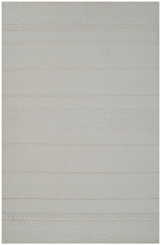 Alfombra trenzada de lana color blanco de 150x240