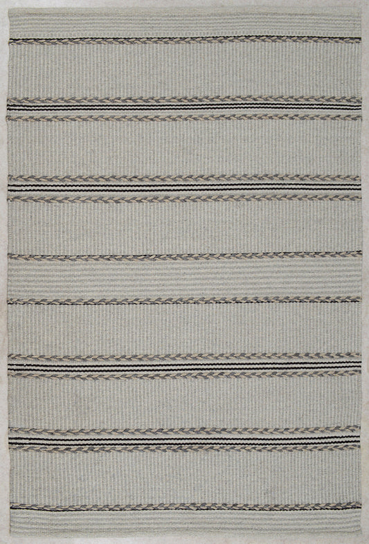 Alfombra trenzada de lana color gris de 160x230